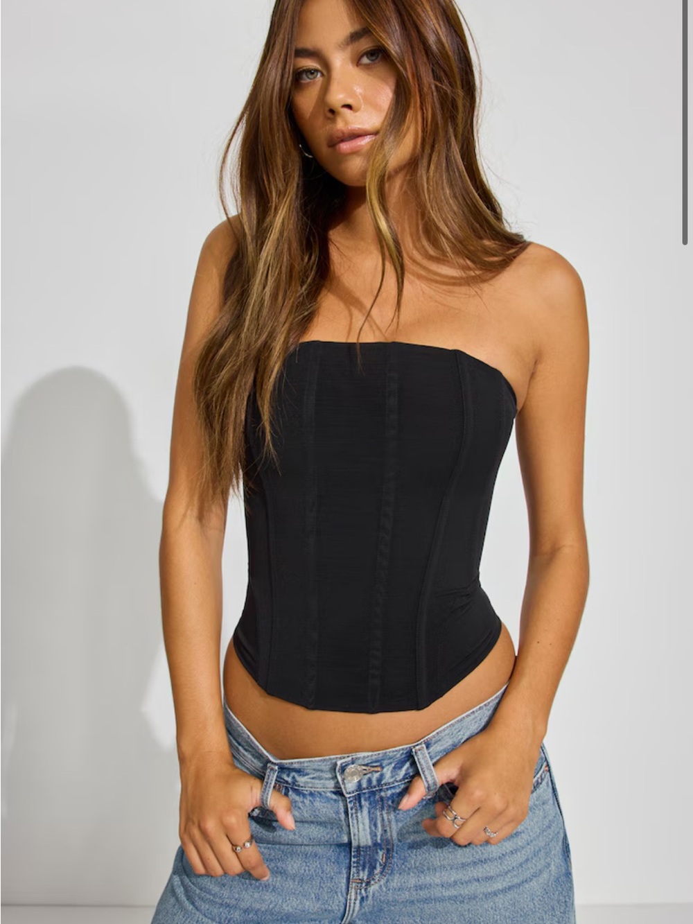 Mesh Longline Tube Corset Top
